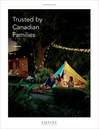 Text Reading 'Trusted by Canadian Families' along with an image of a family in a tent house.