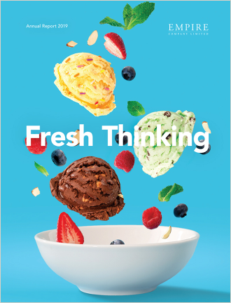 Text Reading 'Fresh Thinking' along with an image of a bowl full of ice cream.